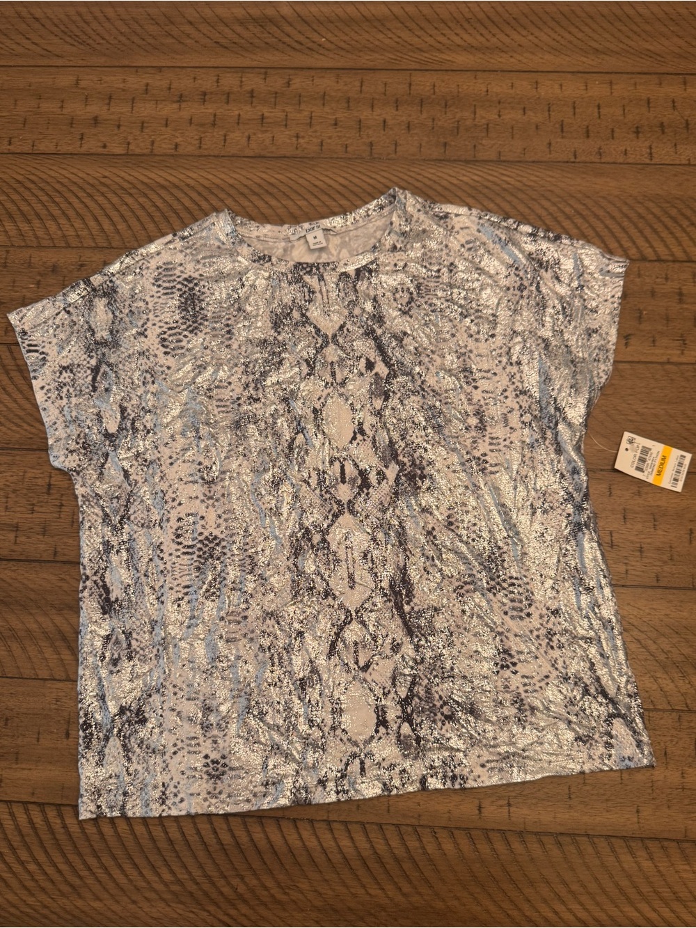 Bar III Snake Print Short Sleeve Top